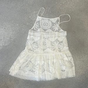Ecote Sheer White Lace Top Size Small